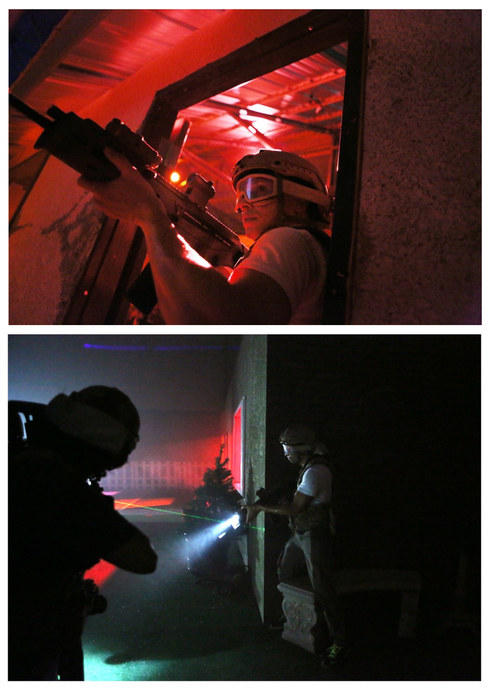 Review-Journal reporter Michael Lyle, right, participates in a zombie apocalypse simulation at Adventure Combat Ops Tuesday, June 30, 2015, in Las Vegas. Adventure Combat Ops allows people to learn about basic tactical concepts by training with former military prior to taking part in a combat simulation. (Ronda Churchill/Las Vegas Review-Journal)